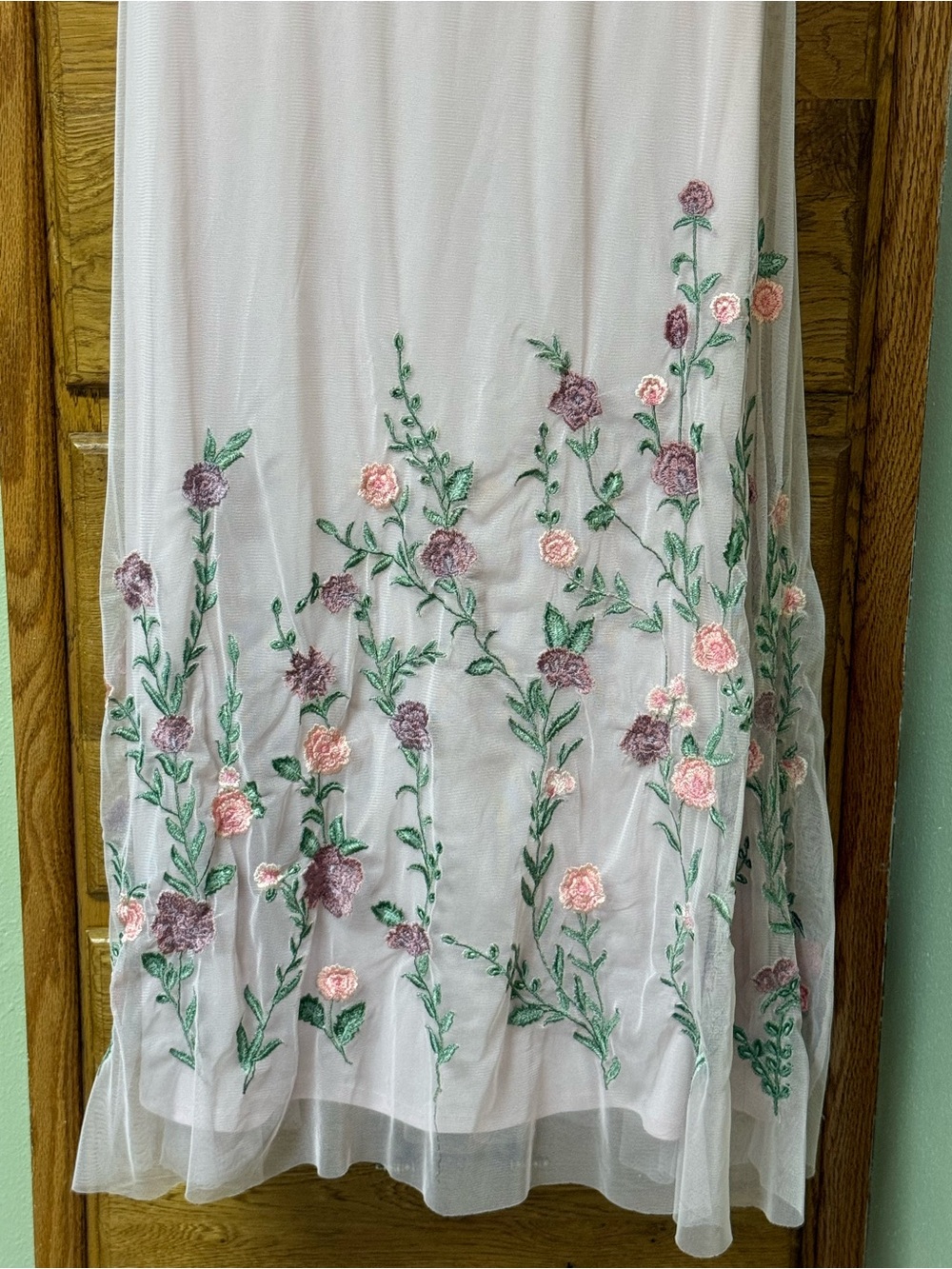 Coldwater Creek Blush Pink Maxi Dress with Floral Embroidery Size M Cottagecore - Picture 3 of 4